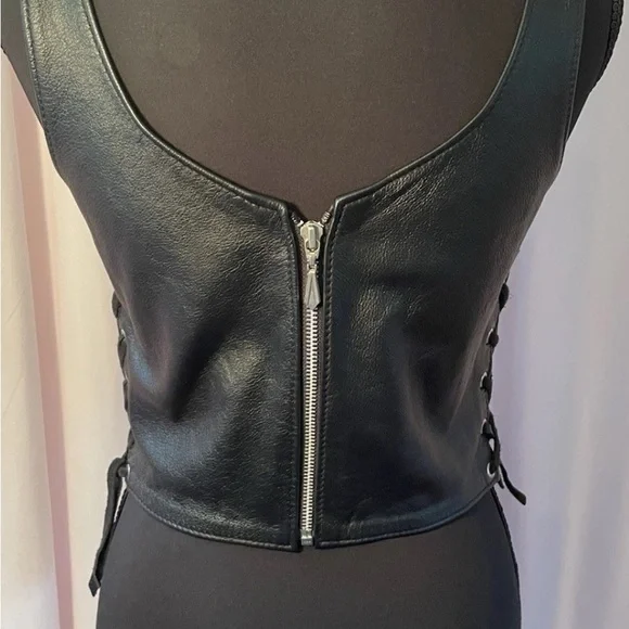 On The Fringe Leather Top/Biker/Gothic/Beaded Fringe - Picture 6 of 10